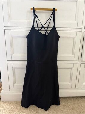 Strappy Black Strapless-Style Women's Dress with Crisscross Back